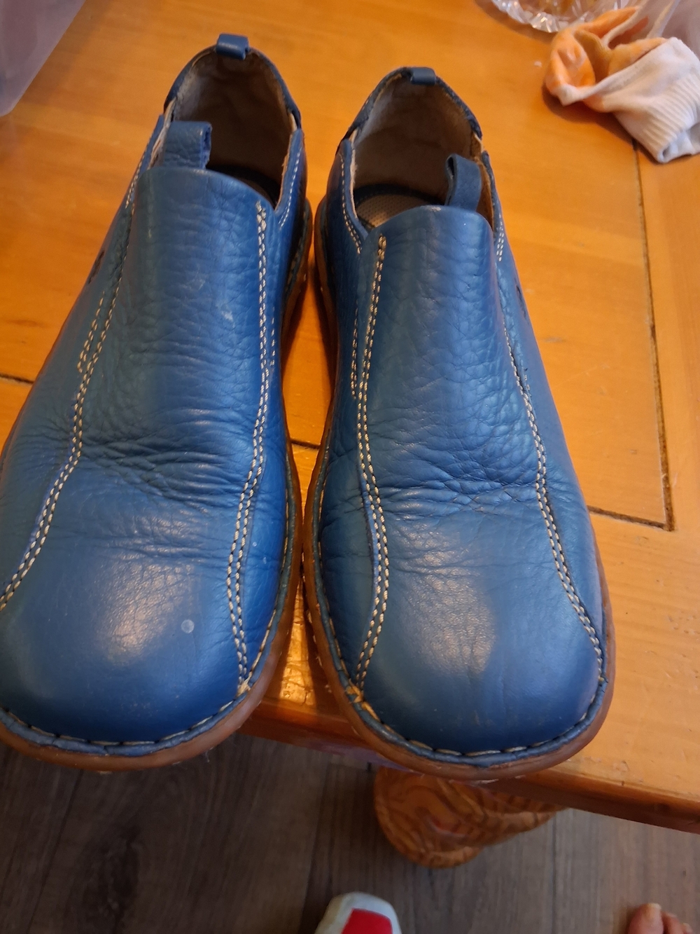 Women's Blue Slip-On Leather Casual Shoes